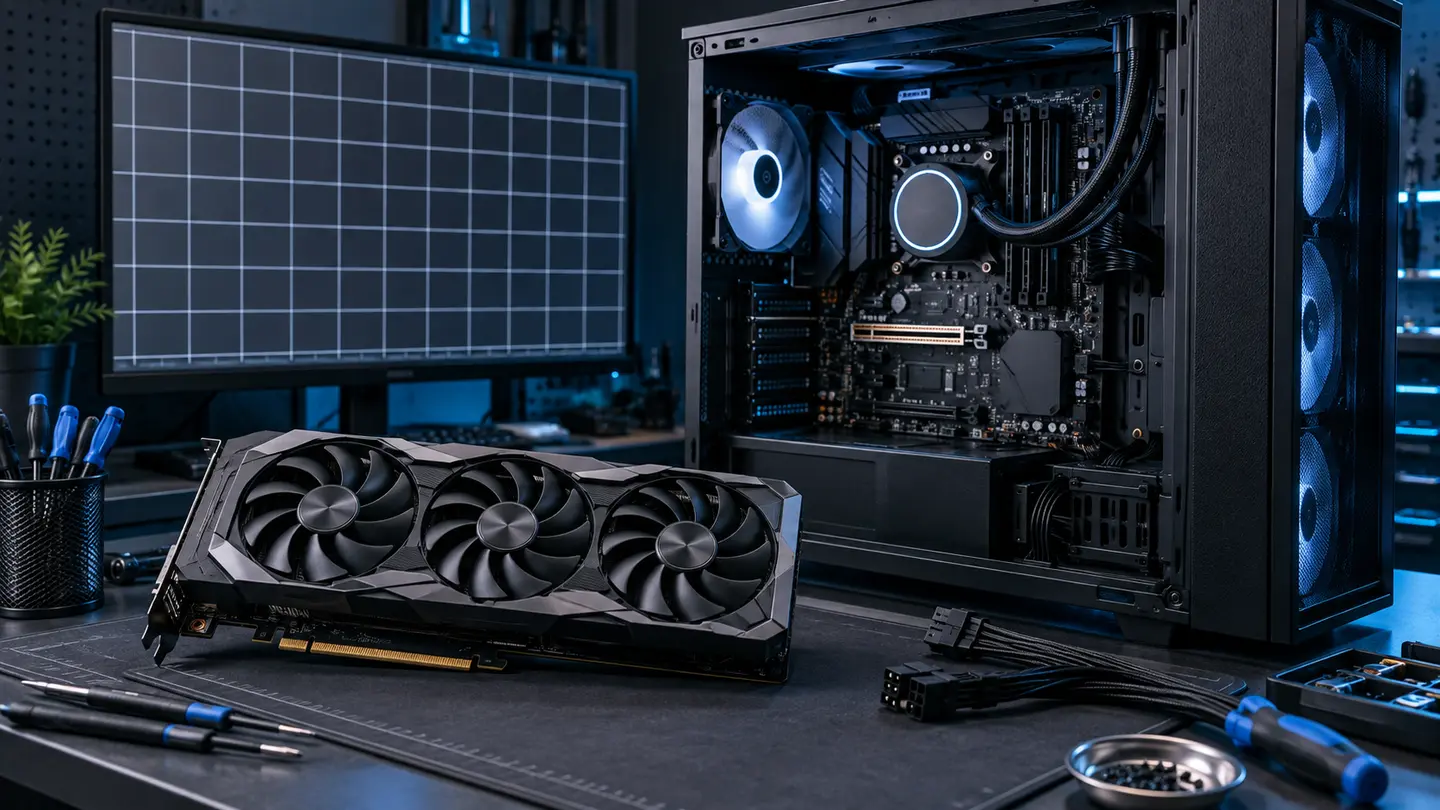 Gaming graphics card removed for no-display and PCIe power diagnostics
